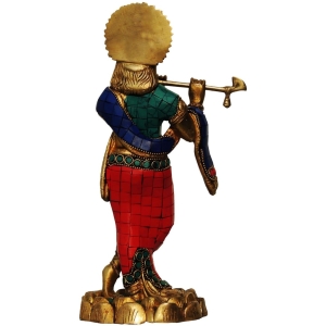 Brass Krishna Stone Idol-4.5*4.5*11 (BS427 A)