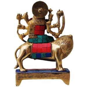 Brass Showpiece Durga Ji God Idol Statue 2x4x6.5 Inch Brass Decor