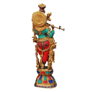 Brass Showpiece Krishna stone finish idol - 11*6.5*28 Inch (BS467 K)
