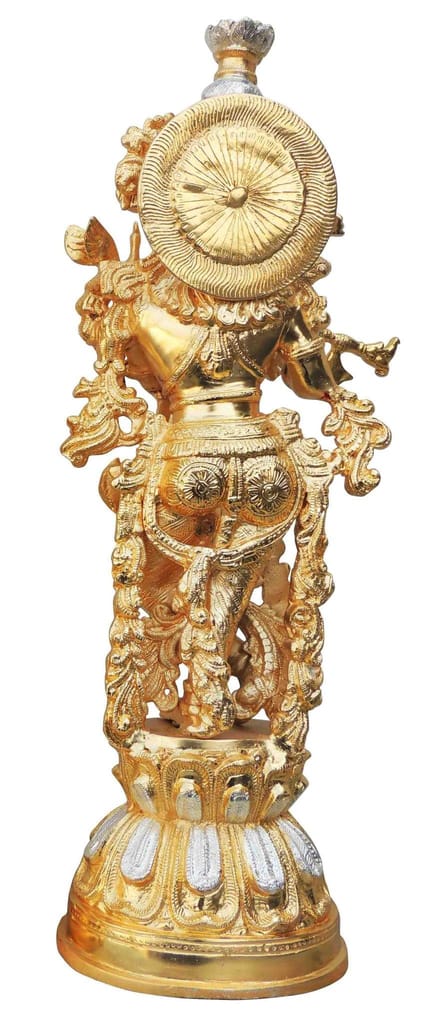 Brass Showpiece Krishna In Two Tone Finish Statue - 8*5.3*21.2 Inch (BS473 A) - Image 2