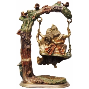 Brass Radha Krishna Jhula God Idol Statue 13.5 Inch x 7.5 Inch x 21 Inch