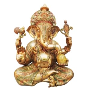 Brass Showpiece Ganesh Ji Colour God Idol Statue - 14*9.5*18 inch (BS492 A)