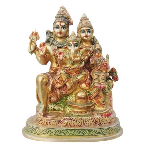 Brass Shiv Parivar Colour Idol Statue 9 Inch x 5 Inch x 10 Inch