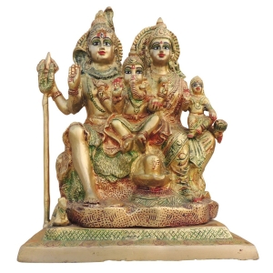 Brass Shiv Parivar Idol - 9 Inch Length, 6.5 Inch Width, 11.5 Inch Height
