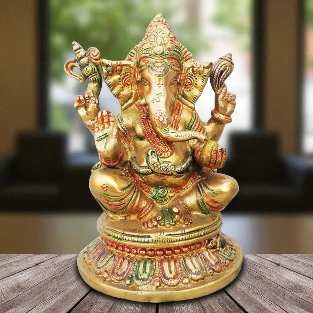 Brass Ganesh ji Statue - 5.5*5*8 Inches (BS497 G)