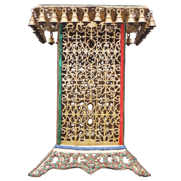 Brass Stool for God Statue with turquoise finish