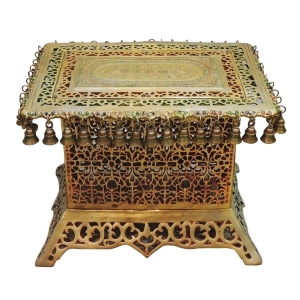 Brass Stool God Idol Chowki Stool 20.5x14.5x15.5 Inch 25.6 Kg