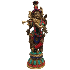 Brass Showpiece Krishna Statue - 6.5*4*18.5 Inch (BS519)