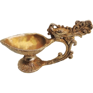 Brass Deepak Statue - 6.5 Inch Height, 2.5 Inch Width, 3.5 Inch Depth