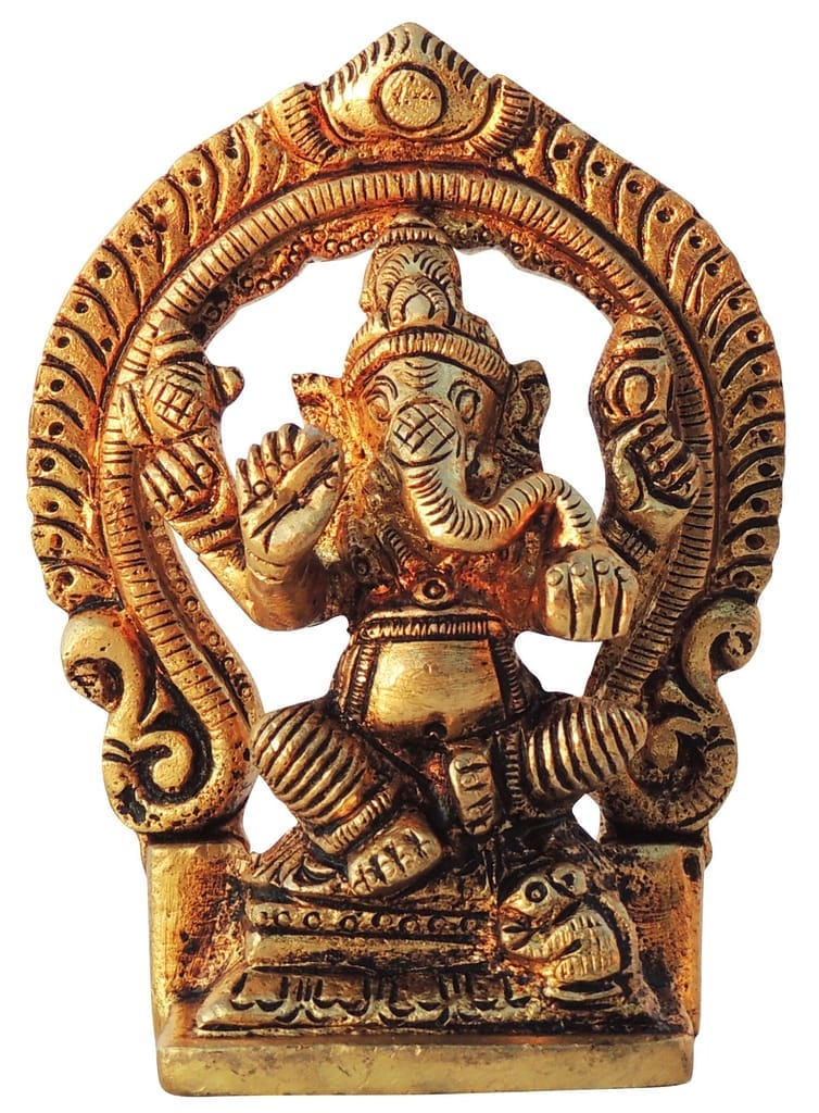 Brass Showpiece Ganesh Ji God Idol Statue - 2.8*1*3.5 Inch (BS596 G) - Image 3