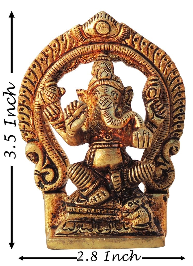 Brass Showpiece Ganesh Ji God Idol Statue - 2.8*1*3.5 Inch (BS596 G) - Image 2