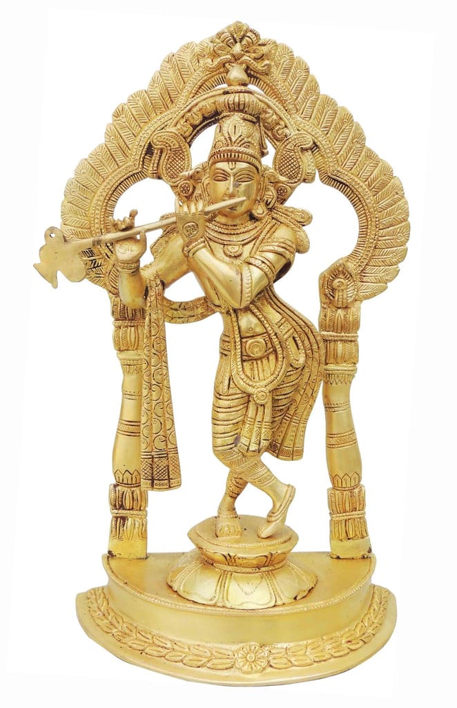 Brass krishna standing darbar SF Yellow-8.5*4.8*14.5 (BS600 A)
