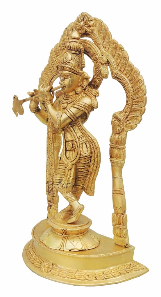 Brass krishna standing darbar SF Yellow-8.5*4.8*14.5 (BS600 A) - Image 2