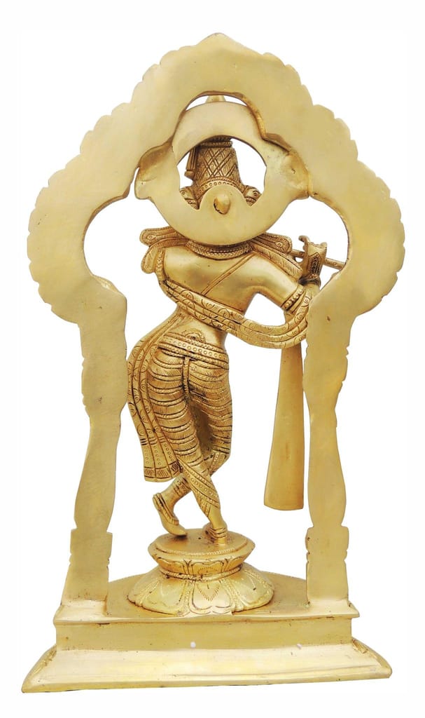 Brass krishna standing darbar SF Yellow-8.5*4.8*14.5 (BS600 A) - Image 3