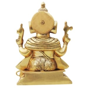 Brass Ganesh Ji Big Statue - 7 Inch Height, 5.6 Inch Width, 10.2 Inch Length