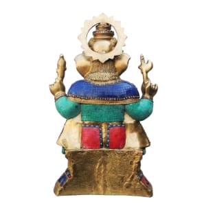 Brass Ganesh Ji Big Stone God Idol Statue 17.5x10.5x27.2 Inch