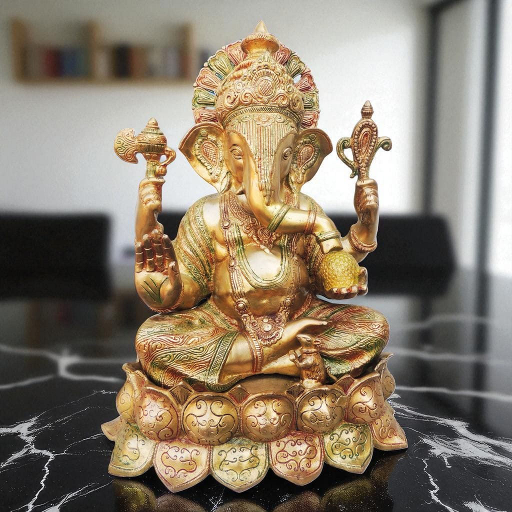Brass Showpiece Ganesh Ji Statue - 15.5*12*20.8 Inch (BS612 A)