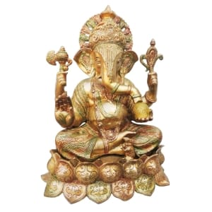Brass Showpiece Ganesh Ji Statue - 15.5*12*20.8 Inch (BS612 A)