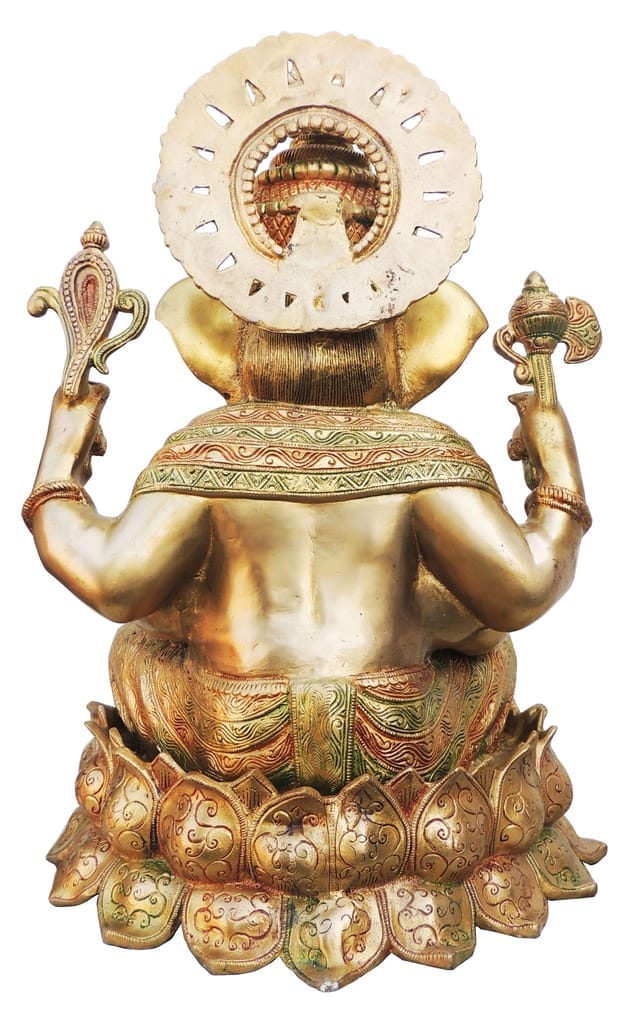 Brass Showpiece Ganesh Ji Statue - 15.5*12*20.8 Inch (BS612 A) - Image 3