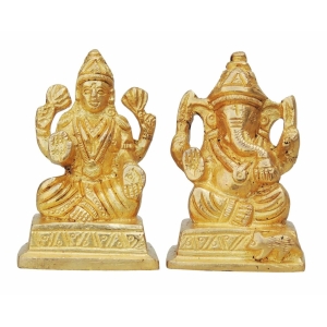 Brass Showpiece Laxmi Ganesh Pair God Idol Statue - 3.5*1.3*2.7 Inch (BS643)