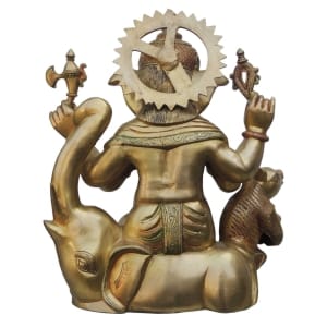 Brass Showpiece Ganesh Ji Big With Elephant Statue - 18.5*9.5*20.7 Inch (BS659)