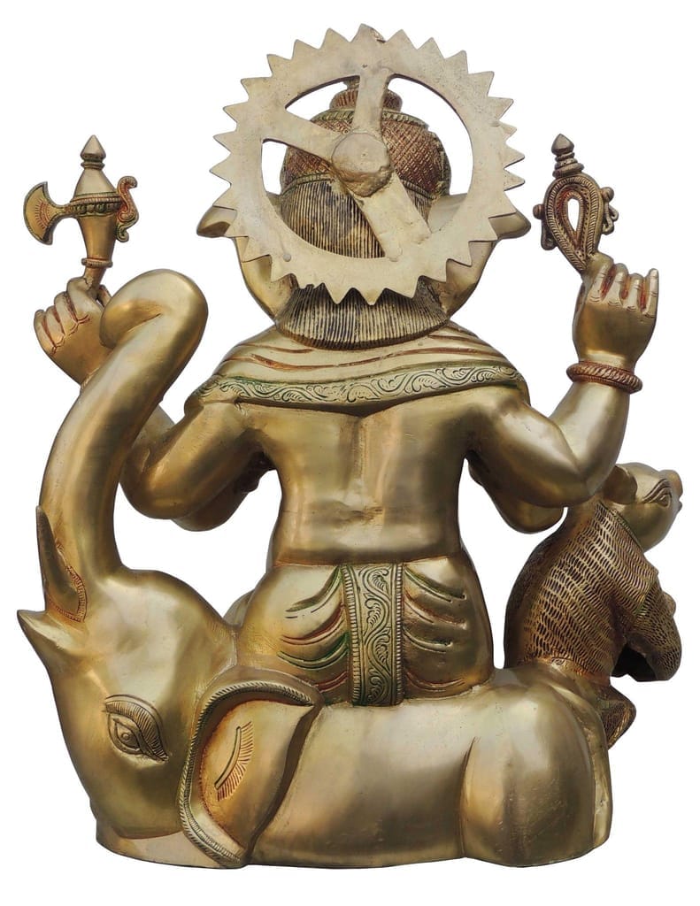 Brass Showpiece Ganesh Ji Big With Elephant Statue - 18.5*9.5*20.7 Inch (BS659) - Image 3