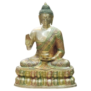 Brass Showpiece Buddha Statue - Brass material