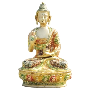 Brass Buddha Statue - 4.7 Inch Height, 3 Inch Width, 7.7 Inch Length