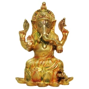 Brass Showpiece Lotus Ganesh God Idol statue