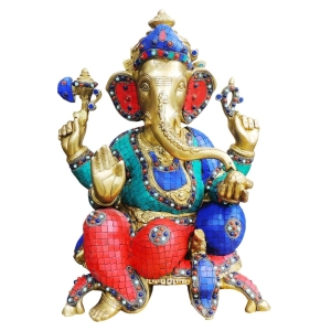 Brass Showpiece Ganesh Ji Statue-14*8*17.7 Inch (BS665)