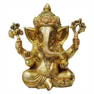 Brass Ganesh Ji God Idol Statue 9.5 Inch Height 4.5 Inch Width