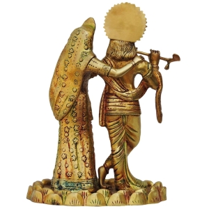 Brass Radha Krishna Statue on Kamal Base 8 Inch x 5 Inch x 11 Inch