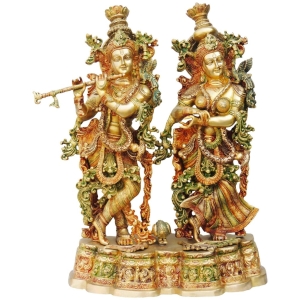 Brass Showpiece Radha Krishna Idol Statue 19x12x27 Inch Handcrafted Decor