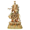 Brass Krishna with Cow Big Idol, brass material