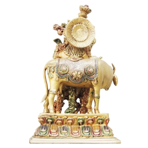 Brass Krishna with Cow Big Idol-8.5*6.8*14.5 (BS690 C)