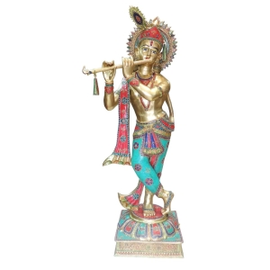 Brass Showpiece Krishna God Idol Statue - 25*24*78 Inch (BS691 A)