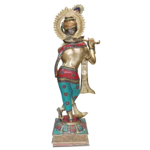 Brass Showpiece Krishna God Idol Statue - 25*24*78 Inch (BS691 A)