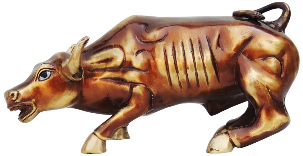 Brass Showpiece Bull Small Statue - decorative home accent