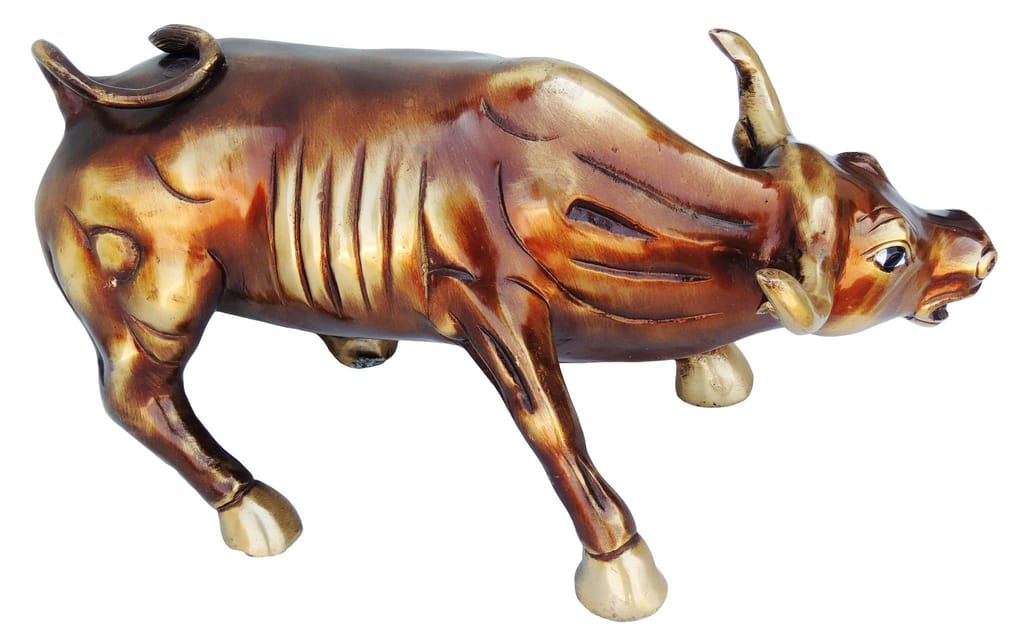 Brass Showpiece Bull Small Statue - decorative home accent