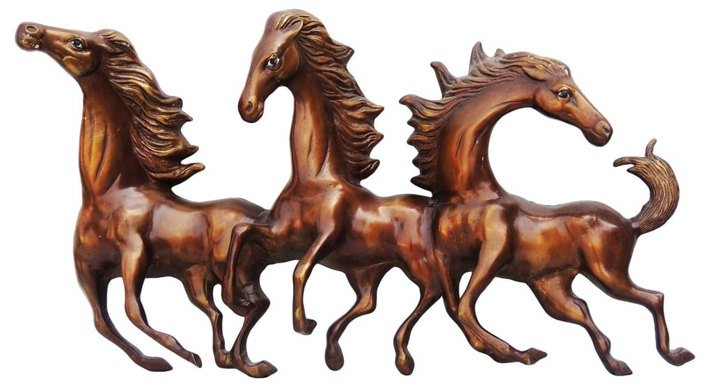 Brass Showpiece Horse Wall Hanging Statue - brass decor