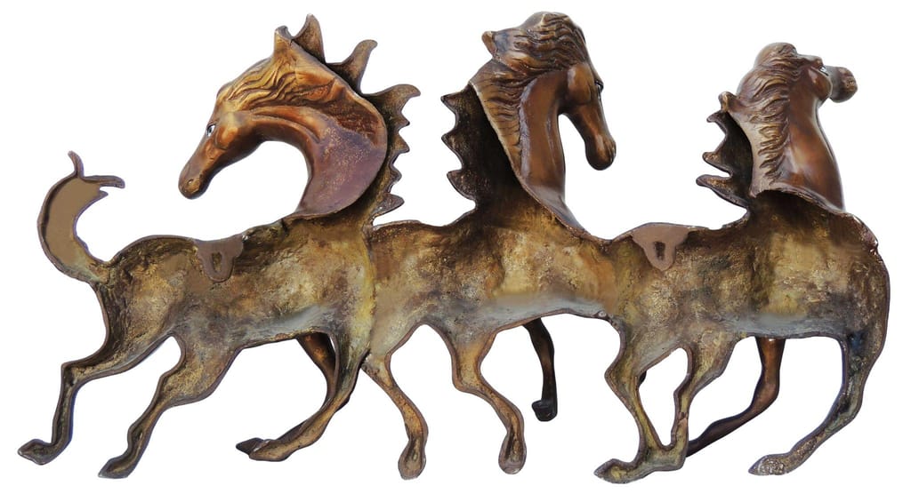Brass Showpiece Horse Wall Hanging Statue - brass decor