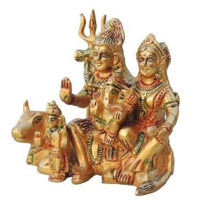 Brass Shiv Parivar Statue - 5 Inch Height, 2.5 Inch Width, 4.5 Inch Depth