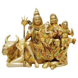 Brass Shiv Parivar With Nandi Statue - 9 Inch Height, 4.5 Inch Width