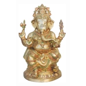 Brass Showpiece Ganesh Ji Big Statue - 18*11.8*26.8 Inch (BS739)