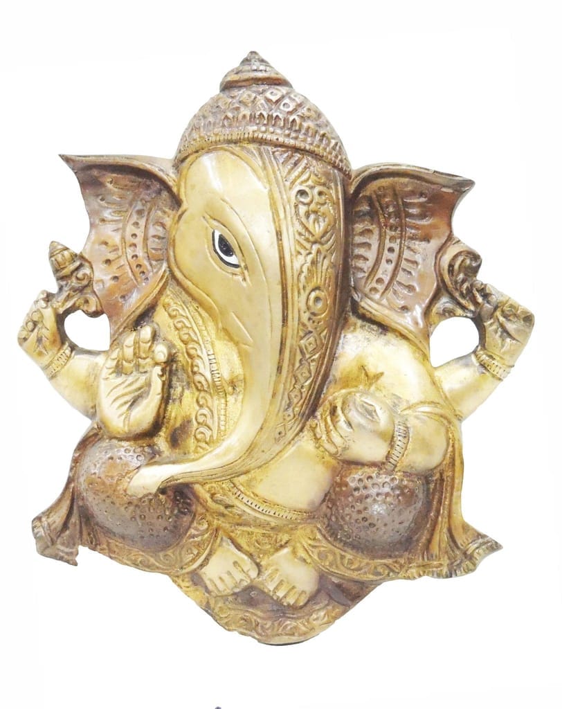 Brass Showpiece Wall Haning Ganesh Ji Statue - 7.5*1.5*8.5 Inch (BS794 A)