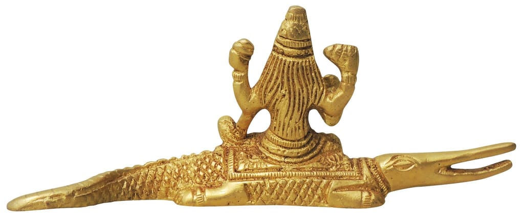 Brass Showpiece Ganga Ji Sitting On Crocodile decorative item