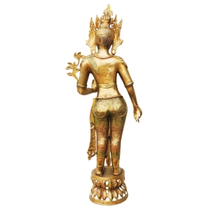 Brass Tara Devi Colour Statue - 13 Inch Width, 33 Inch Height, 10.28 Kg