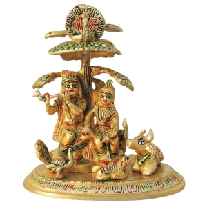 Brass Showpiece Tree Radha krishna with cow God Idol Statue - 6.5*4.5*7.5 inch (BS828 M)