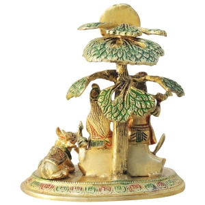 Brass Showpiece Tree Radha krishna with cow God Idol Statue - 6.5*4.5*7.5 inch (BS828 M)