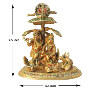 Brass Showpiece Tree Radha krishna with cow God Idol Statue - 6.5*4.5*7.5 inch (BS828 M)